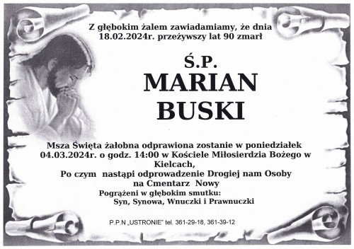 Cech Budowlany z głębokim żalem żegna rzemieślnika P. Mariana Buskiego