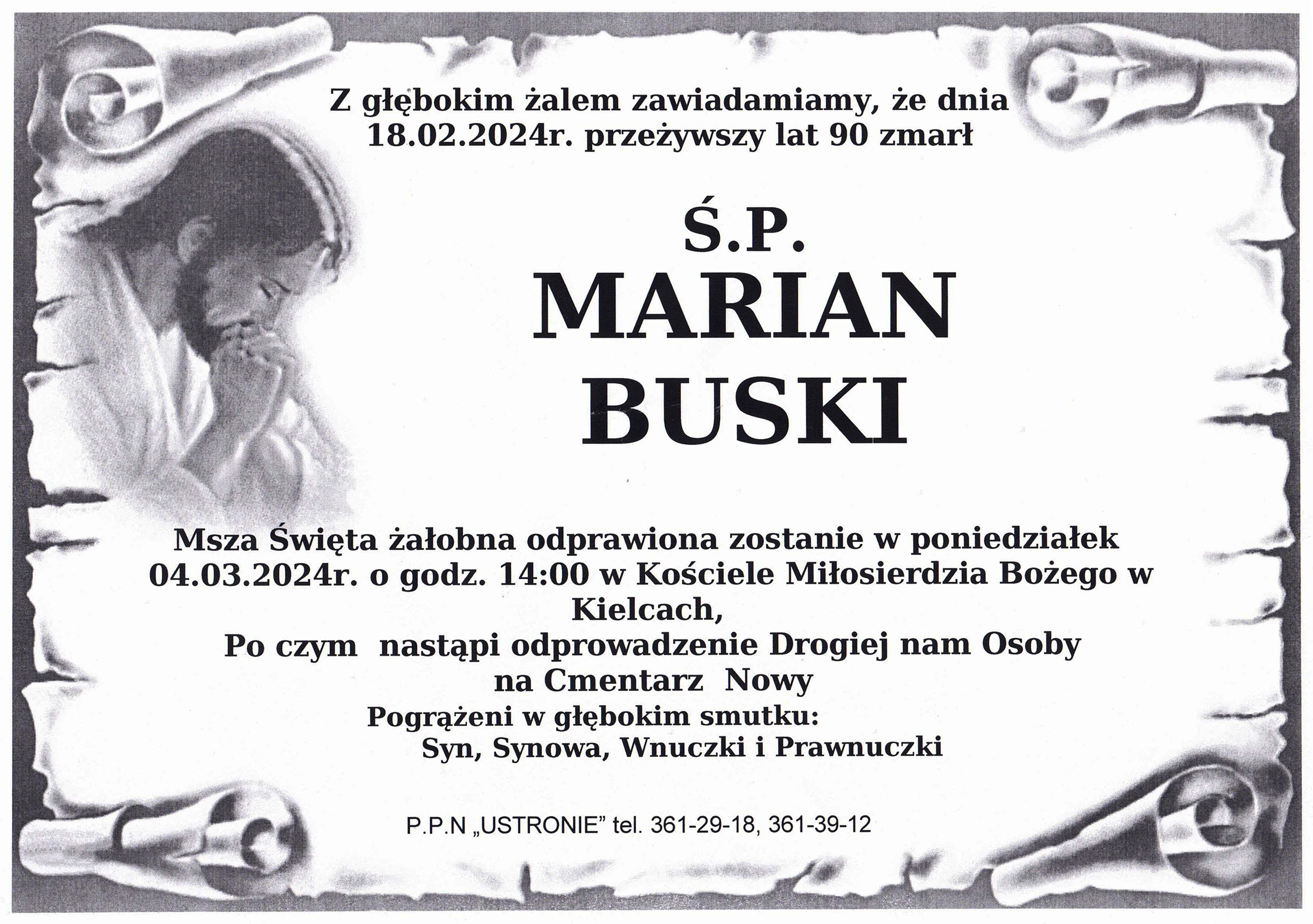 Cech Budowlany z głębokim żalem żegna rzemieślnika P. Mariana Buskiego